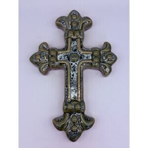 Ceramic CROSS Wall Decor Flared Base Medallion Center